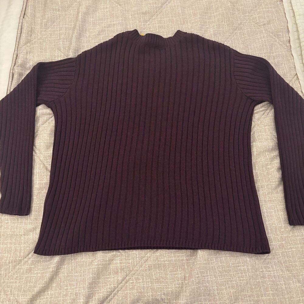 Jessica Simpson: Plum Ribbed Crew Neck Long Sleeve Pullover Sweater Small - NWT - Picture 2 of 3